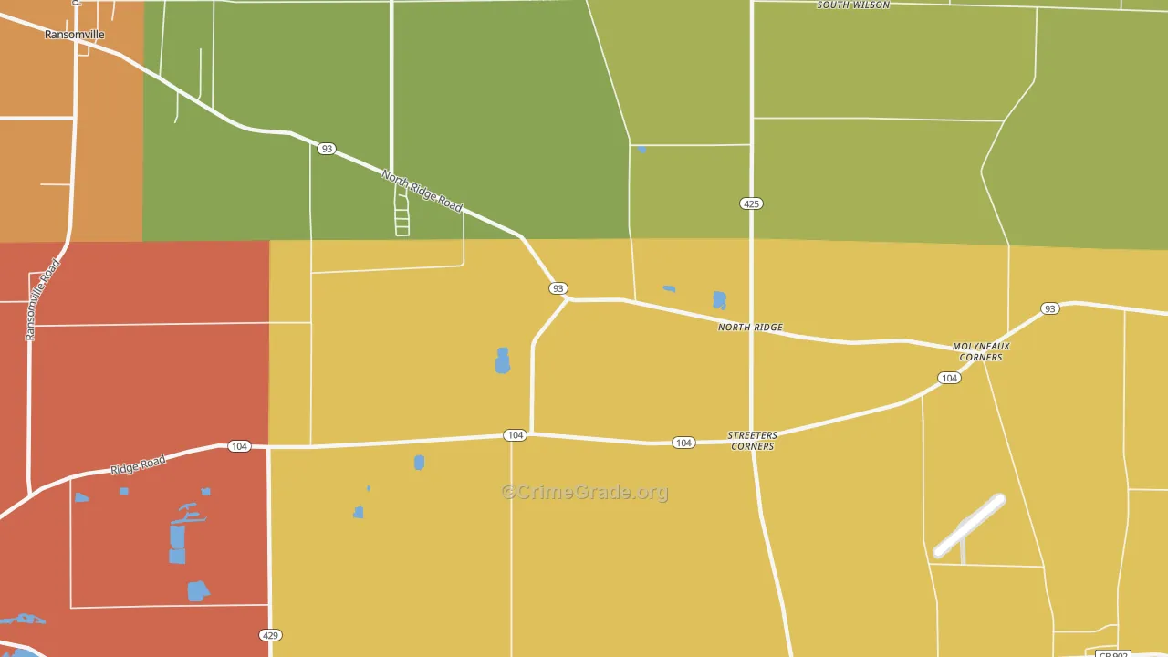 North Ridge, NY Map of Burglary Rates