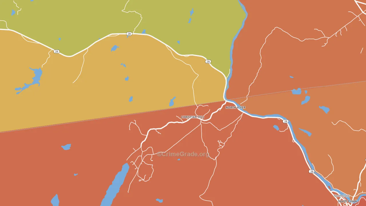 North River, NY Map of Burglary Rates