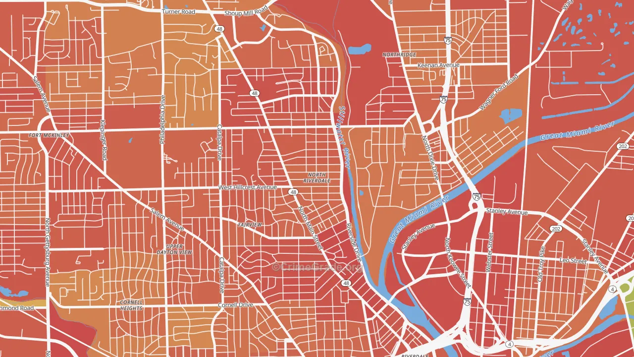 North Riverdale, Dayton, OH Map of Burglary Rates