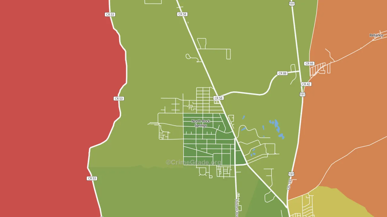 North Rock Springs, WY Map of Burglary Rates