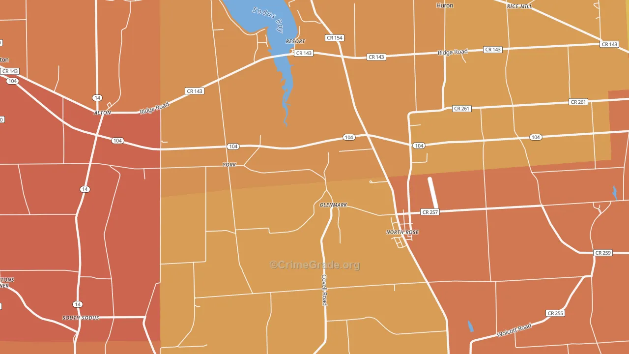 North Rose, NY Map of Burglary Rates