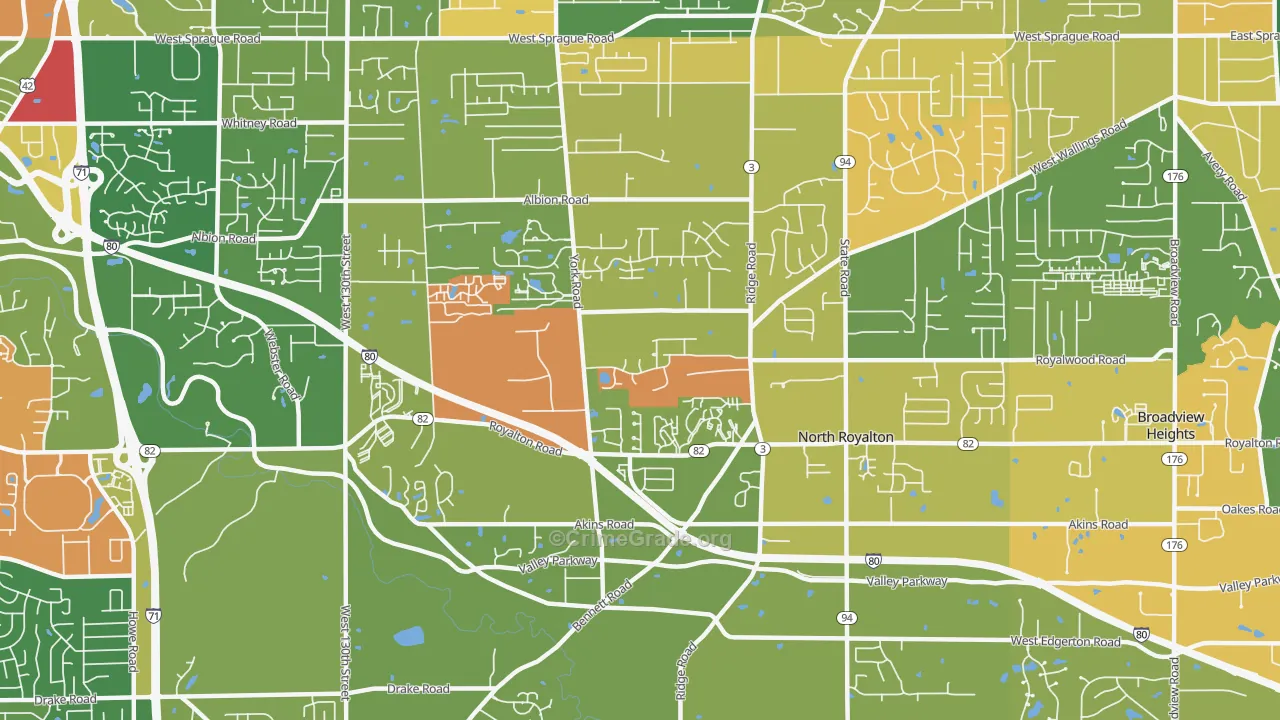 North Royalton, OH Map of Burglary Rates