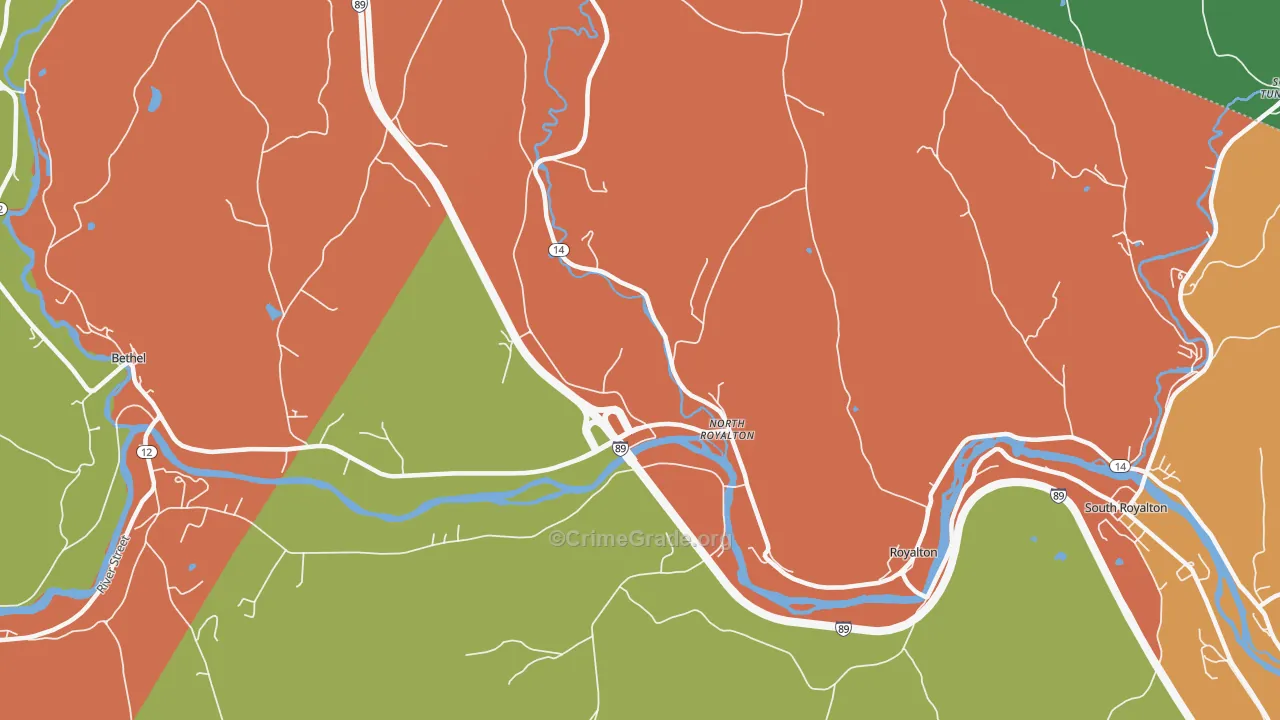 North Royalton, VT Map of Burglary Rates