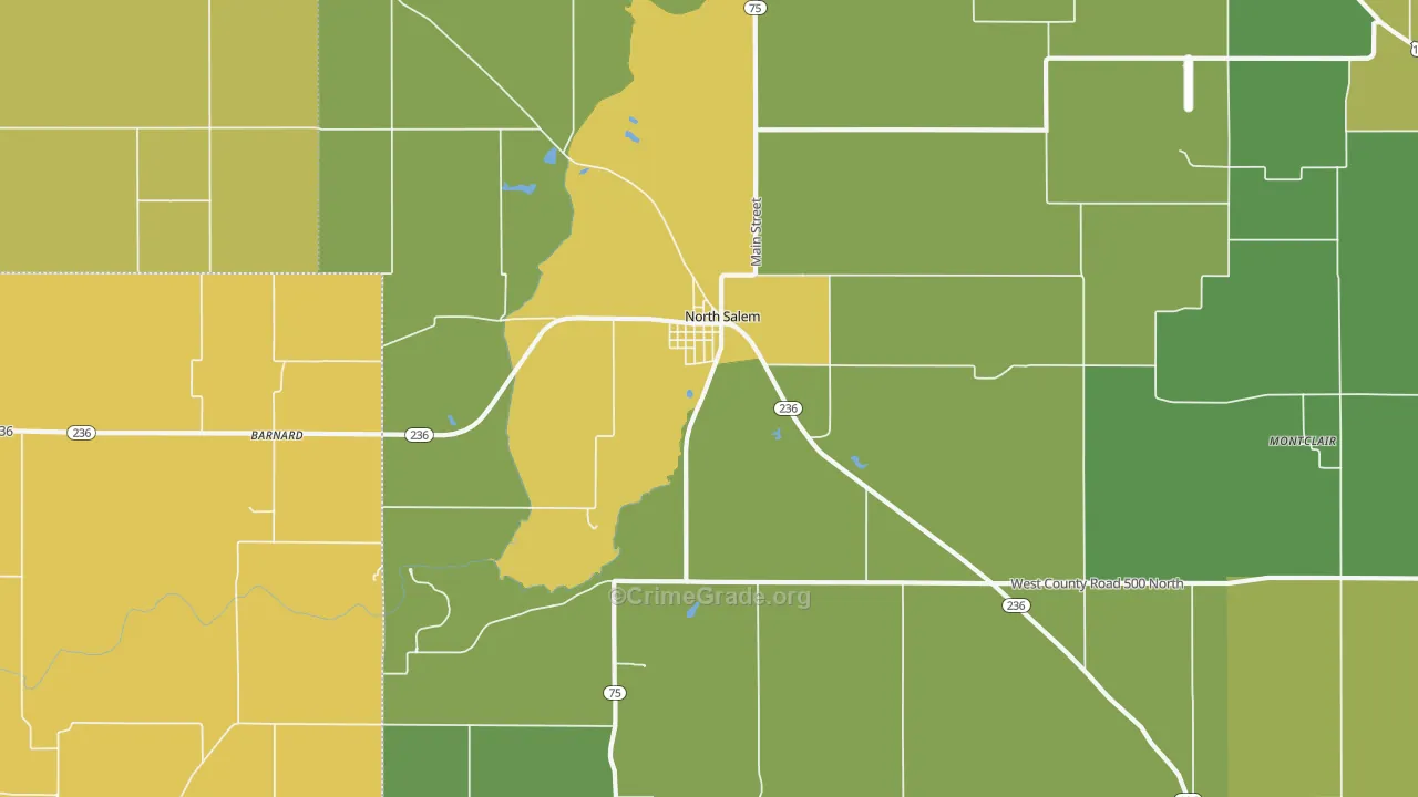 North Salem, IN Map of Burglary Rates