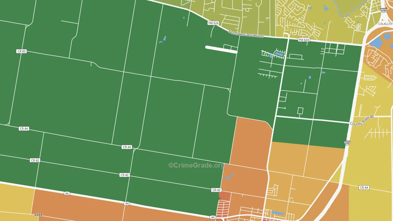 North San Pedro, TX Map of Burglary Rates
