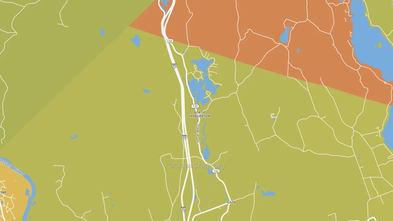 North Sanbornton, NH Map of Burglary Rates