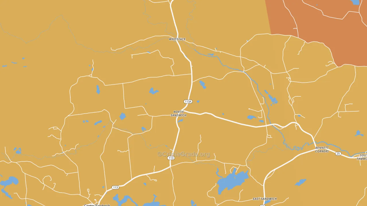 North Sandwich, NH Map of Burglary Rates
