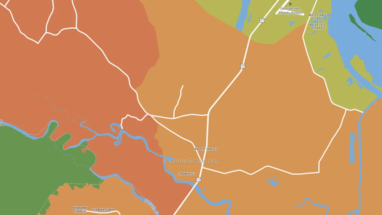 North Santee, SC Map of Burglary Rates