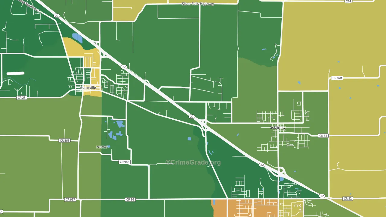 North Santiam, OR Map of Burglary Rates