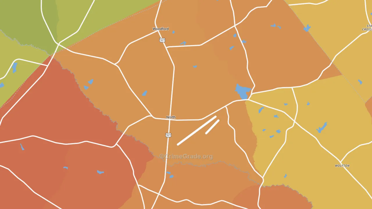 North, SC Map of Burglary Rates