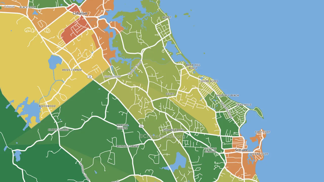 North Scituate, MA Map of Burglary Rates