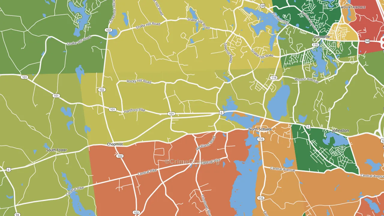 North Scituate, RI Map of Burglary Rates