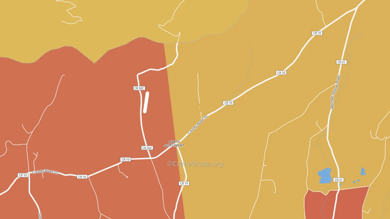 North Settlement, NY Map of Burglary Rates