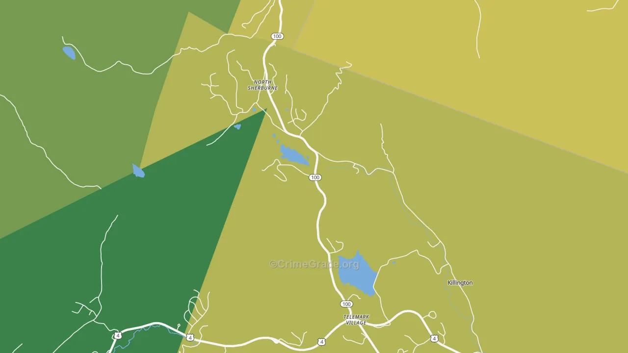 North Sherburne, VT Map of Burglary Rates