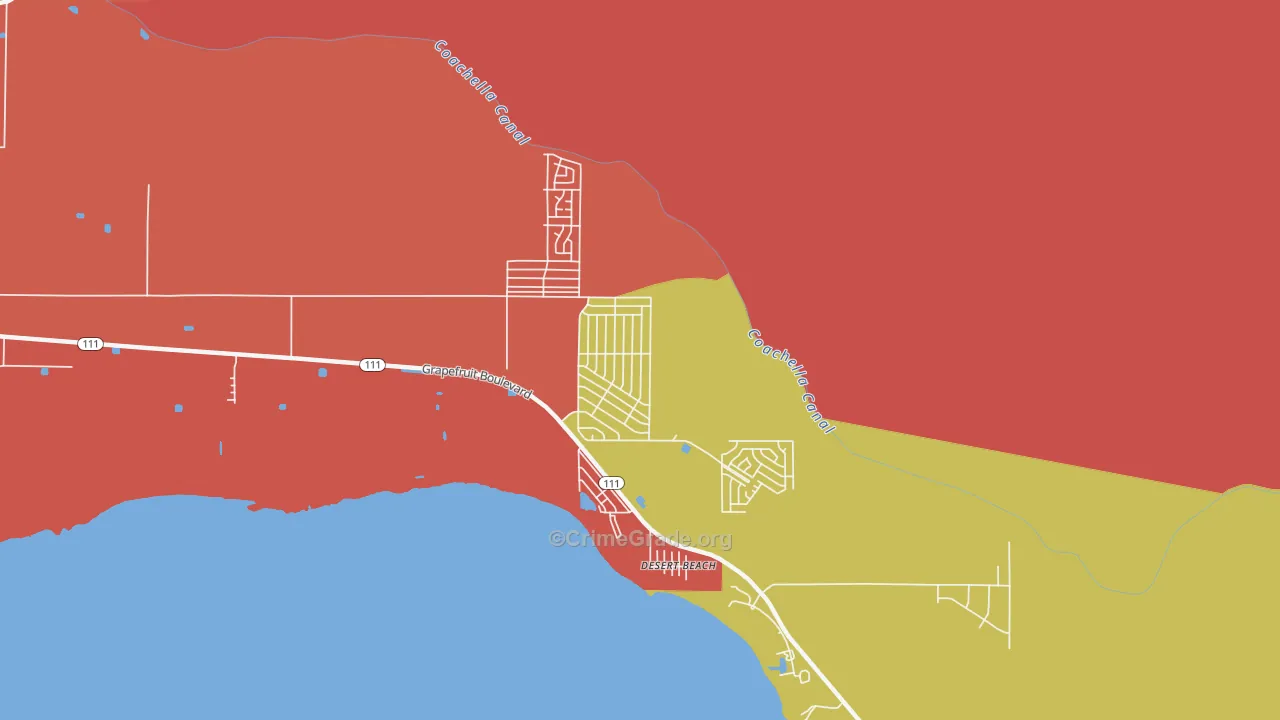 North Shore, CA Map of Burglary Rates