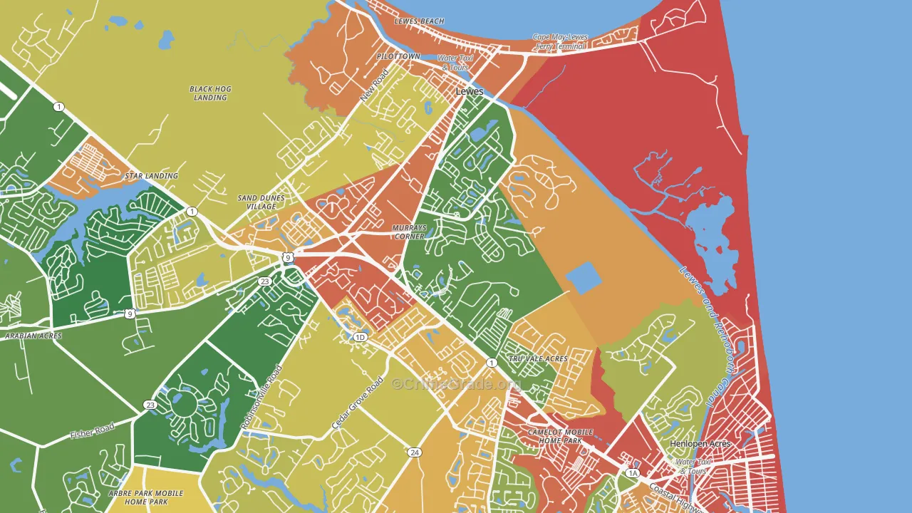 North Shores, DE Map of Burglary Rates