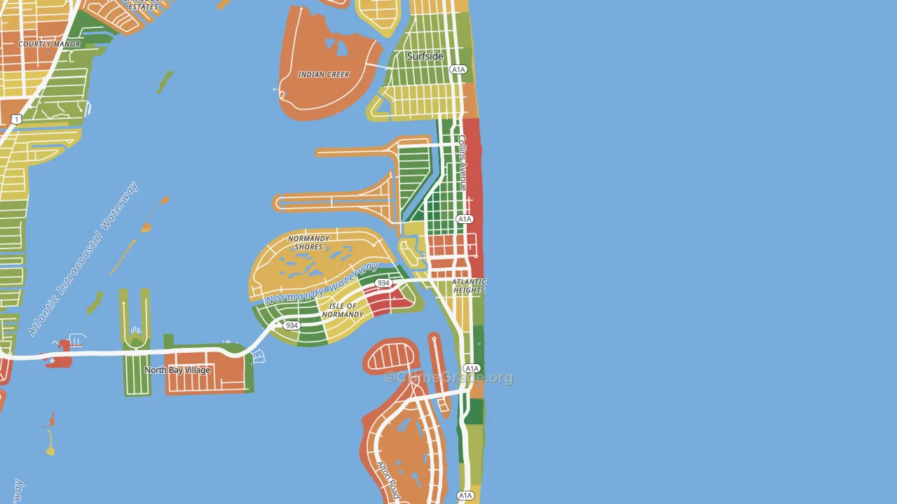 North Shores, North Bay Village, FL Map of Burglary Rates