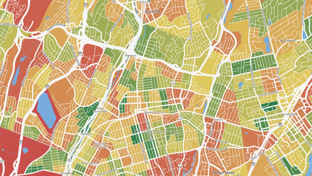 North Side, Mount Vernon, NY Map of Burglary Rates