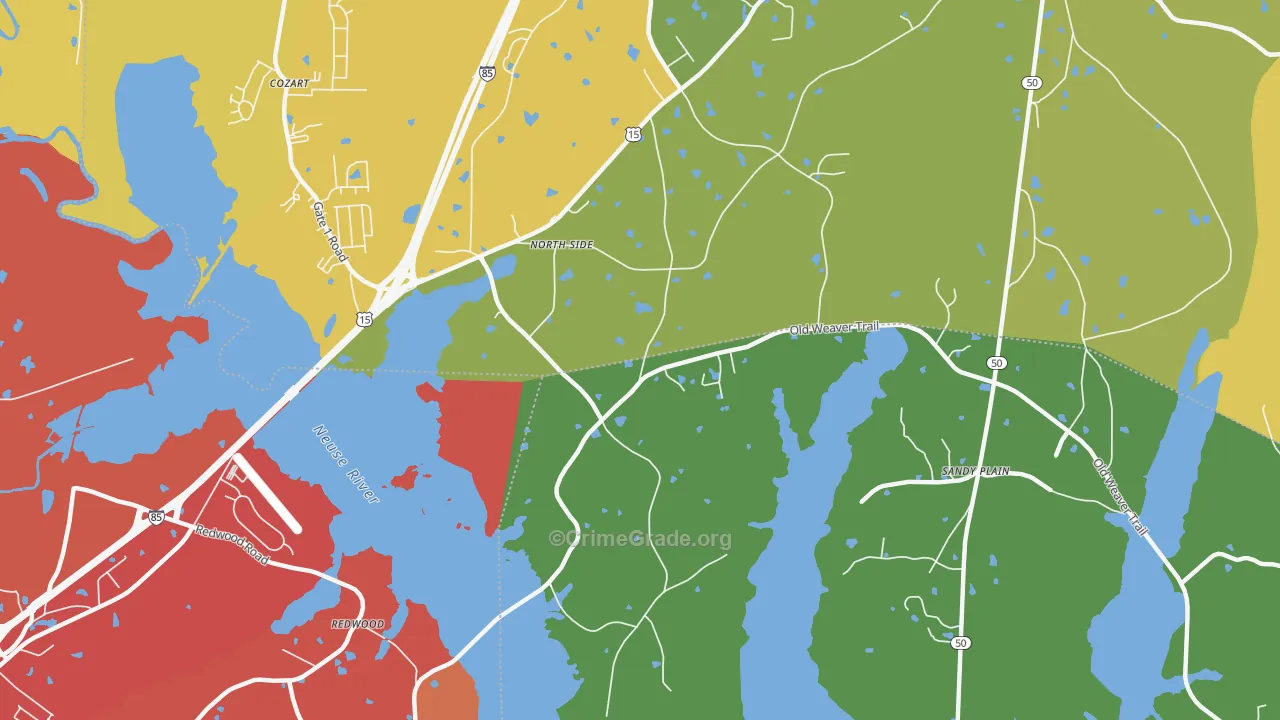 North Side, NC Map of Burglary Rates
