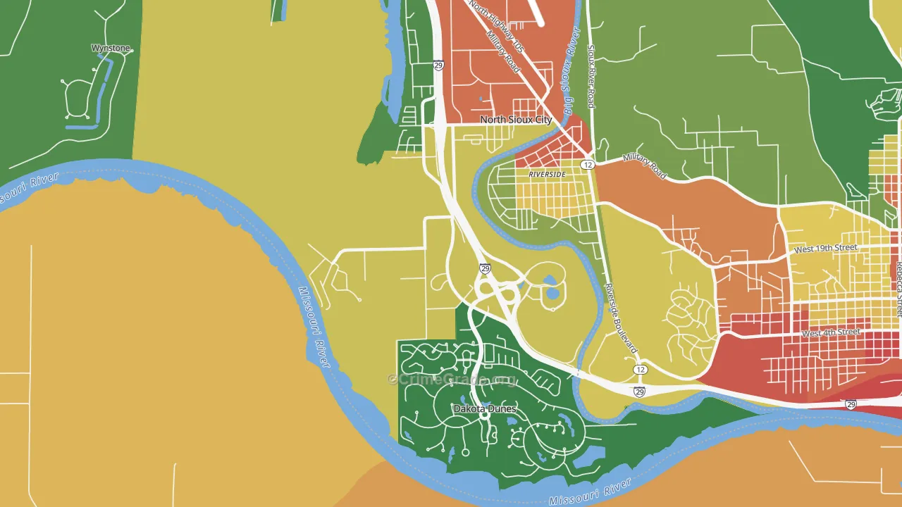 North Sioux City, SD Map of Burglary Rates