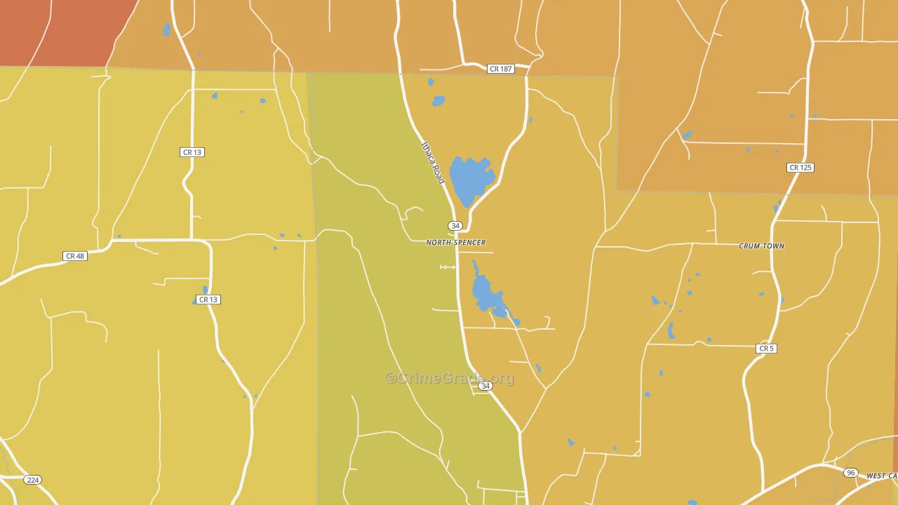 North Spencer, NY Map of Burglary Rates