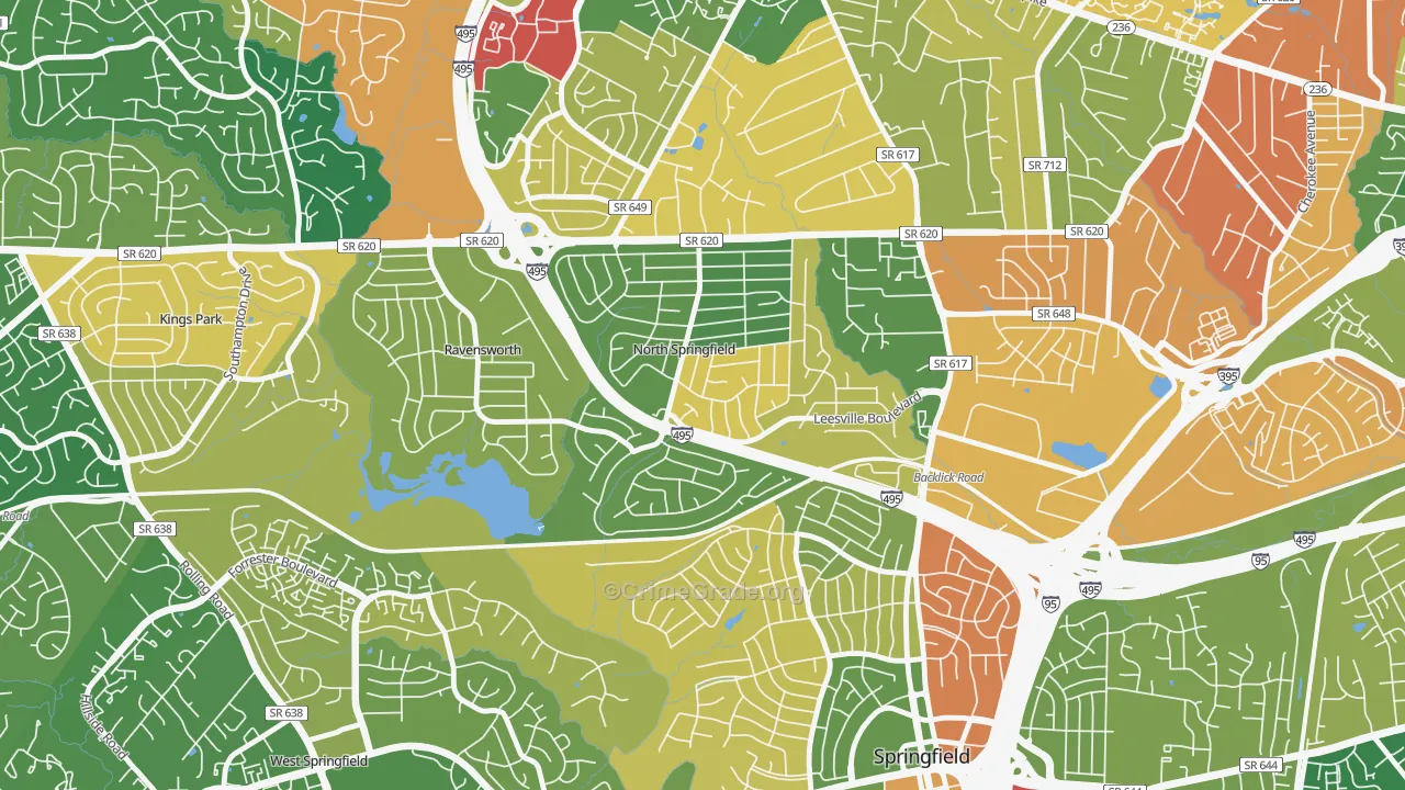 North Springfield, Springfield, VA Map of Burglary Rates