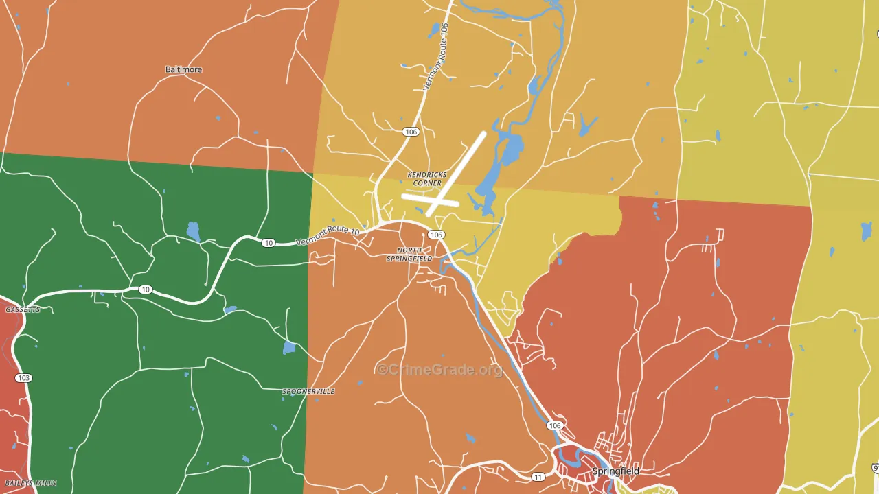 North Springfield, VT Map of Burglary Rates