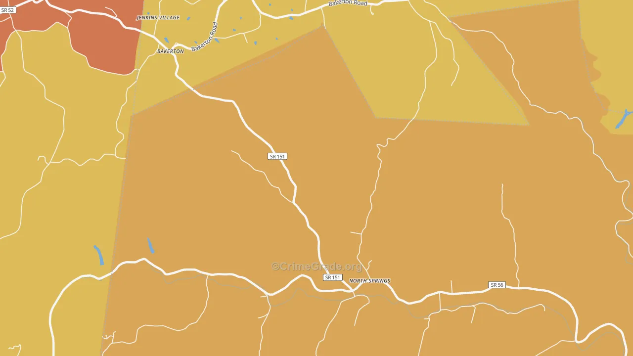 North Springs, TN Map of Burglary Rates