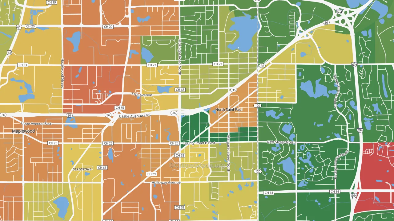 North St. Paul, MN Map of Burglary Rates
