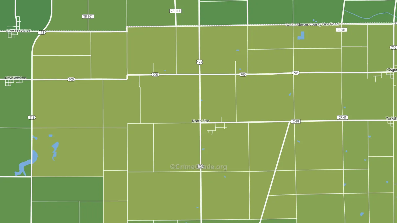 North Star, OH Map of Burglary Rates