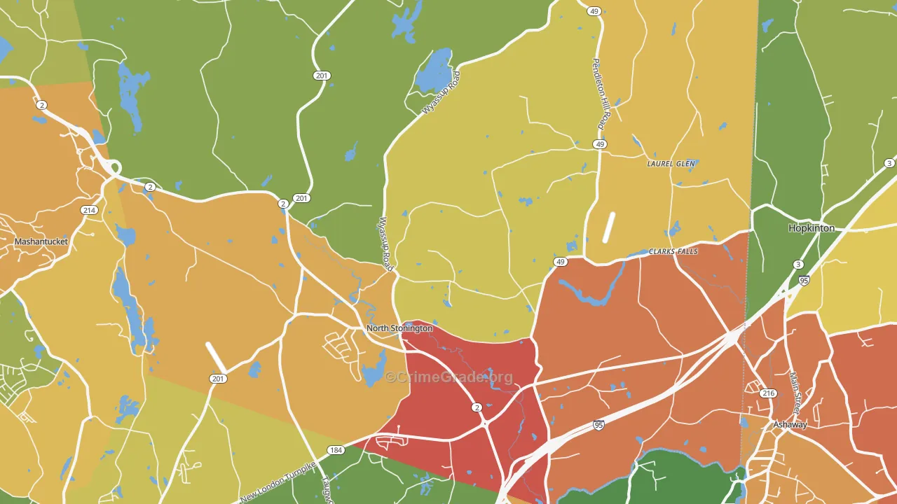 North Stonington, CT Map of Burglary Rates