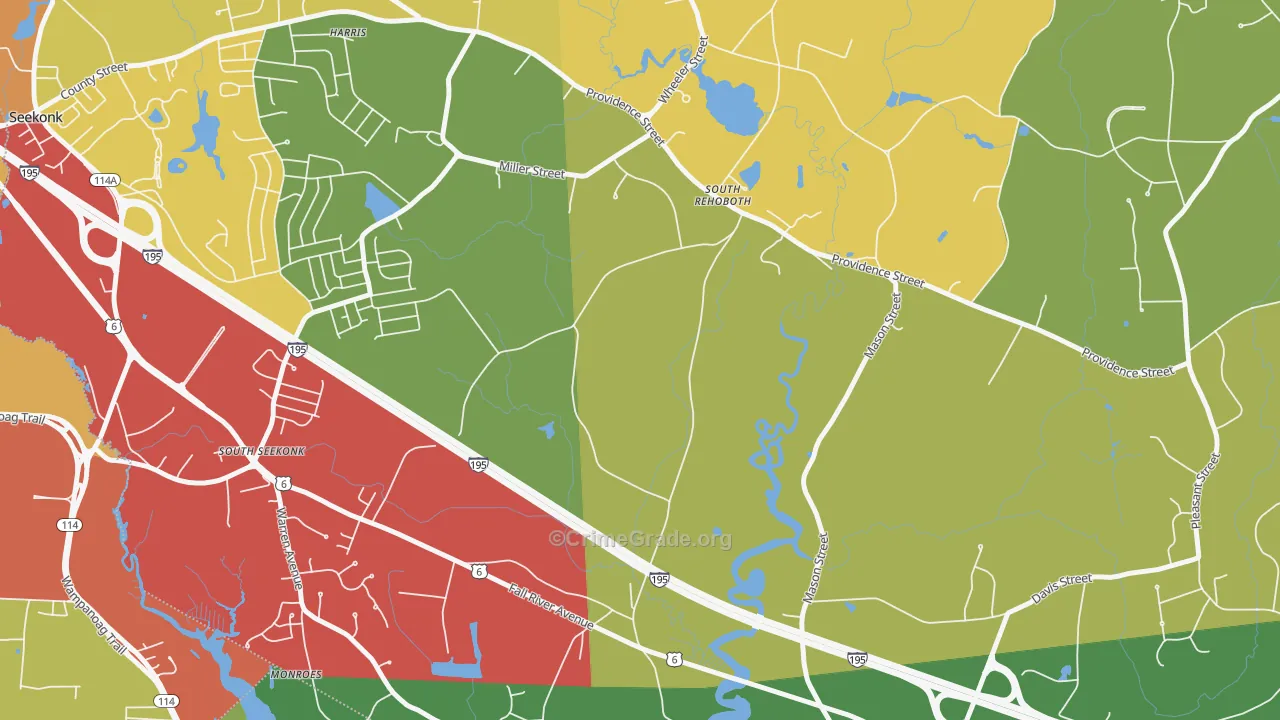 North Swansea, MA Map of Burglary Rates