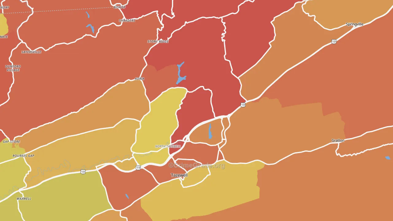 North Tazewell, VA Map of Burglary Rates