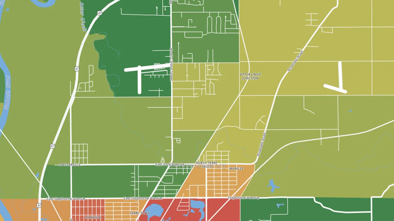 North Terre Haute, IN Map of Burglary Rates