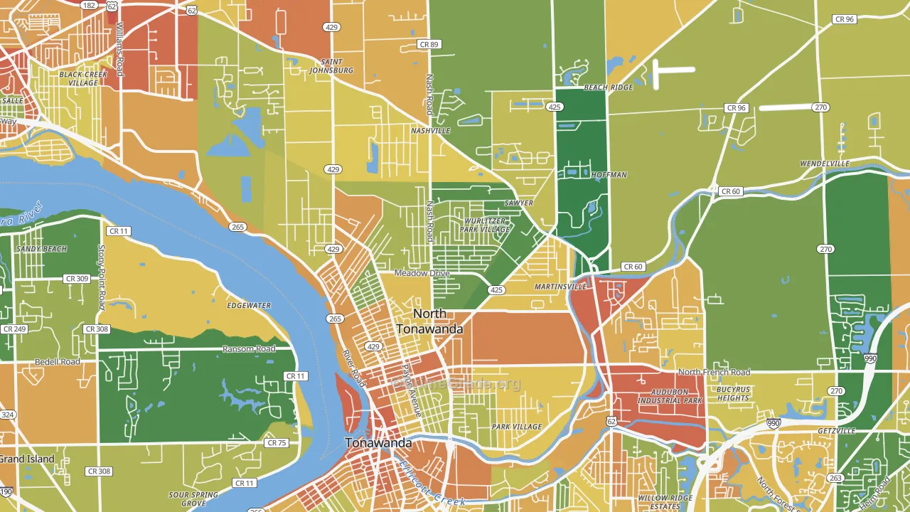 North Tonawanda, NY Map of Burglary Rates