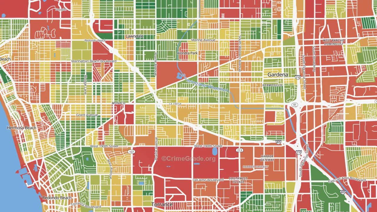 North Torrance, Torrance, CA Map of Burglary Rates