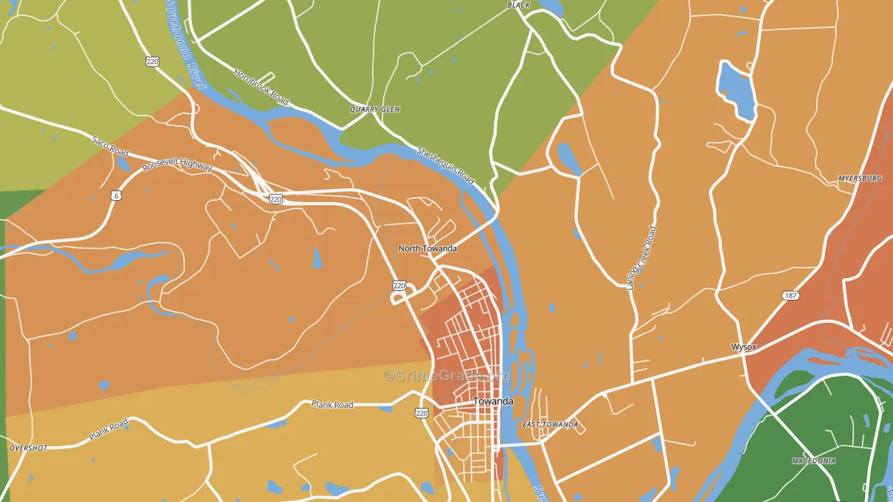 North Towanda, PA Map of Burglary Rates