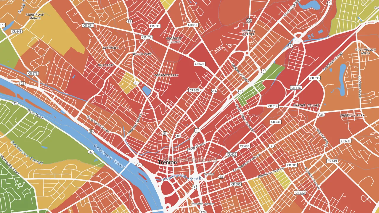 North Trenton, Trenton, NJ Map of Burglary Rates