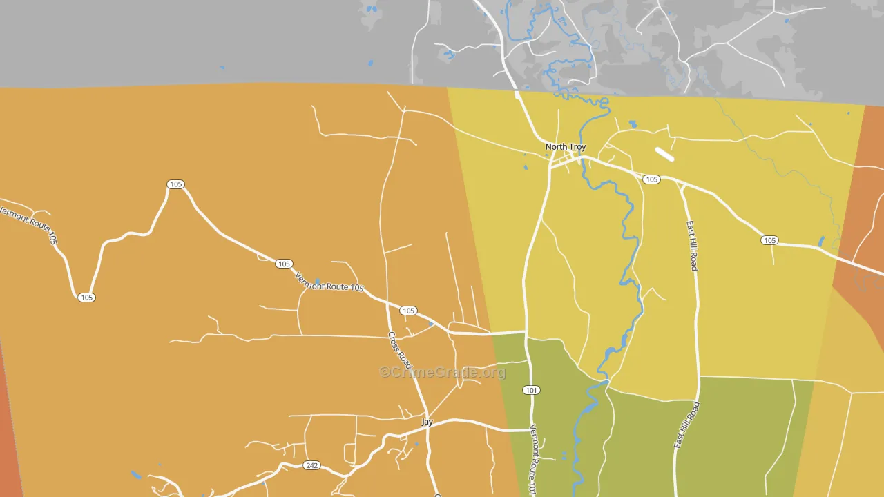 North Troy, VT Map of Burglary Rates