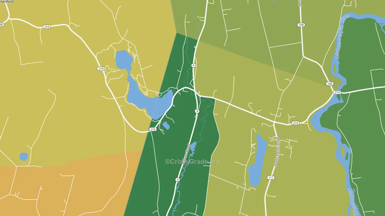 North Turner, ME Map of Burglary Rates