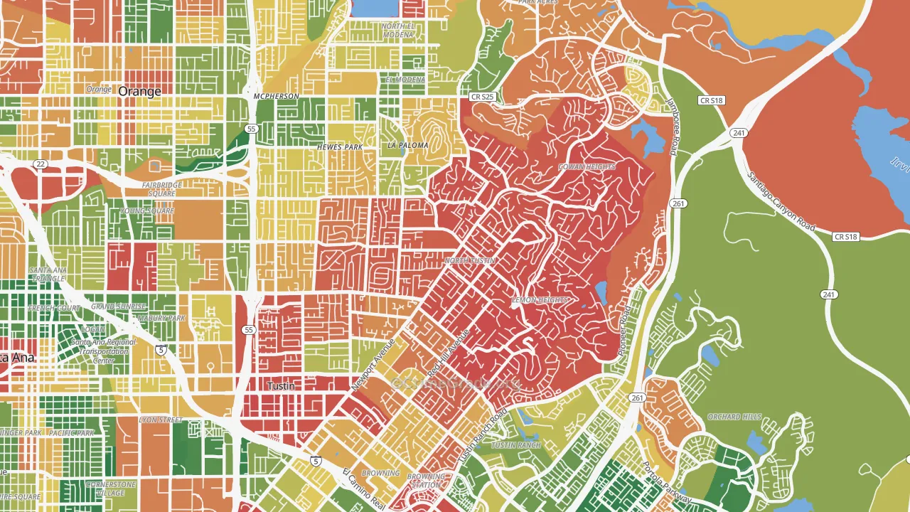 North Tustin, CA Map of Burglary Rates