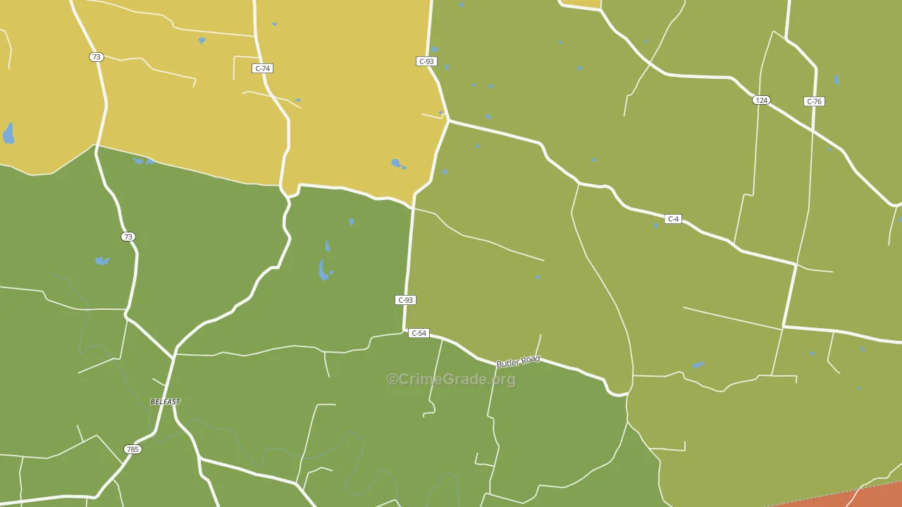 North Uniontown, OH Map of Burglary Rates
