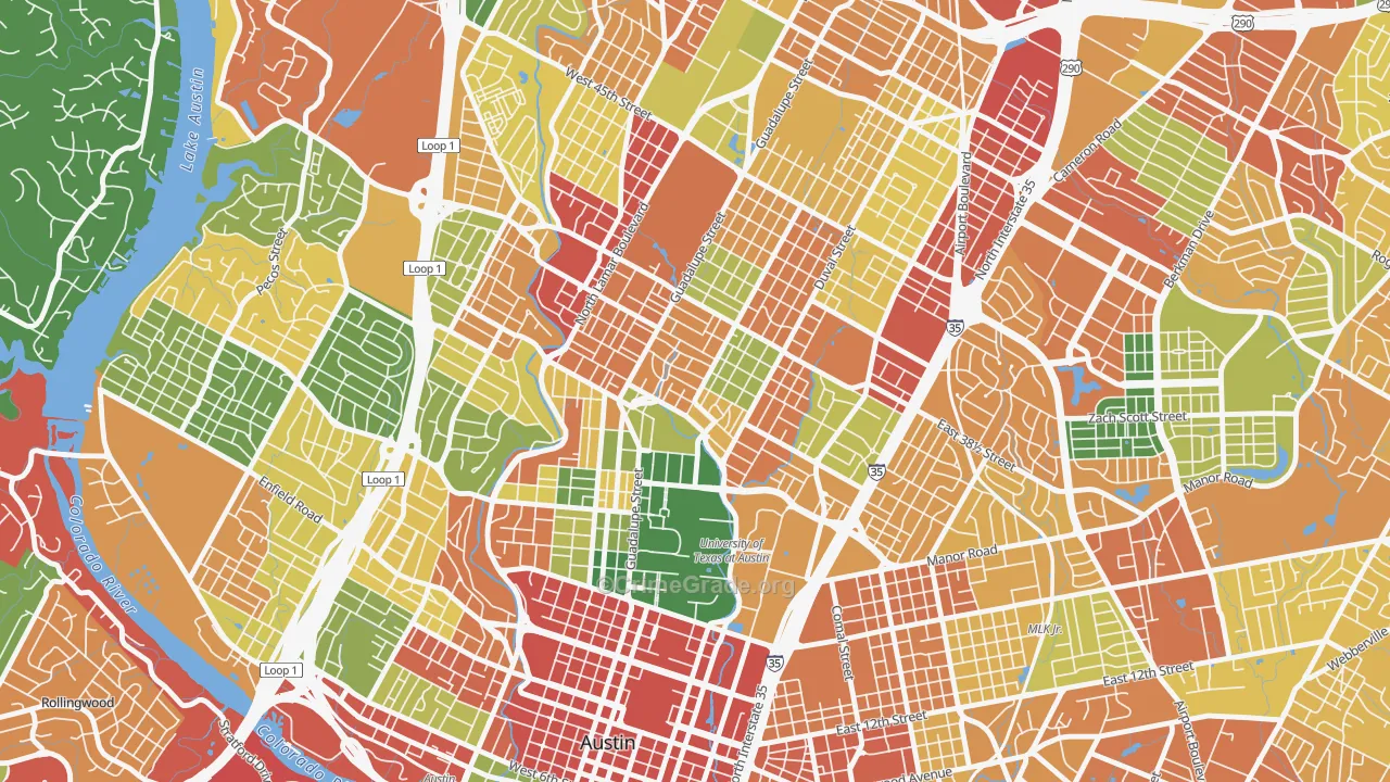 North University, Austin, TX Map of Burglary Rates