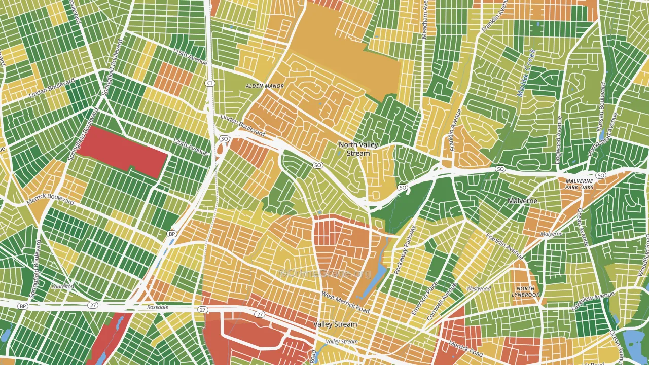 North Valley Stream, NY Map of Burglary Rates