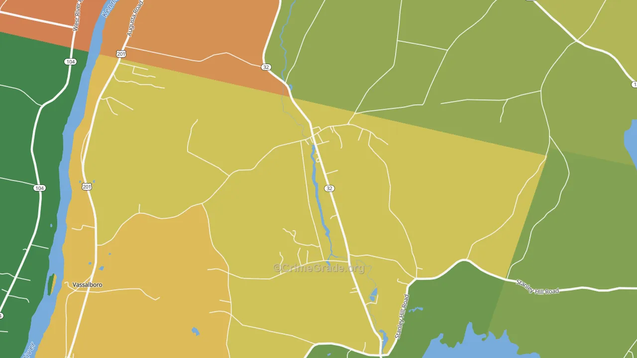 North Vassalboro, ME Map of Burglary Rates