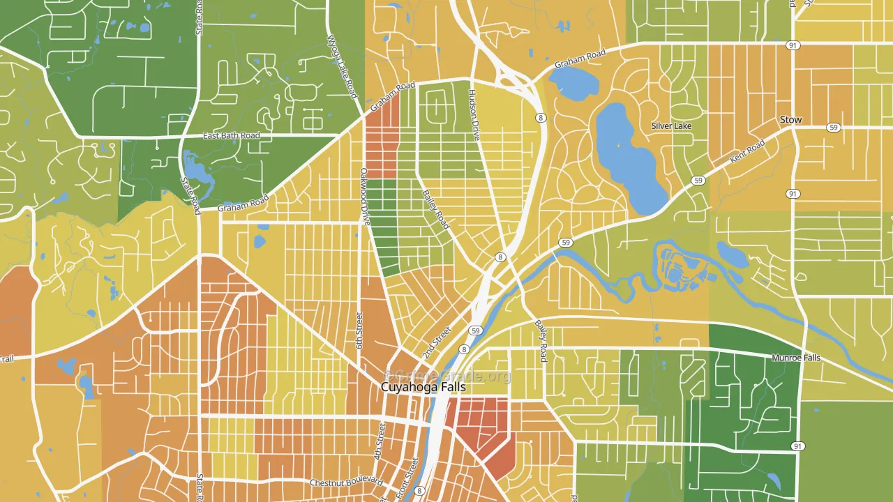 North Village, Cuyahoga Falls, OH Map of Burglary Rates