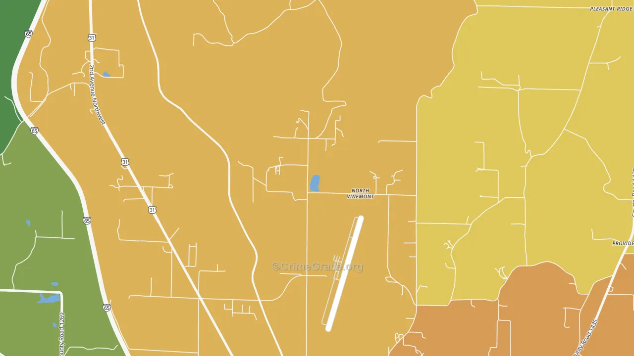 North Vinemont, AL Map of Burglary Rates