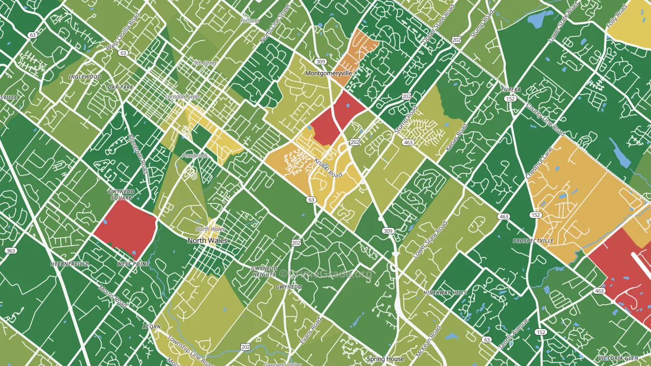 North Wales, PA Map of Burglary Rates