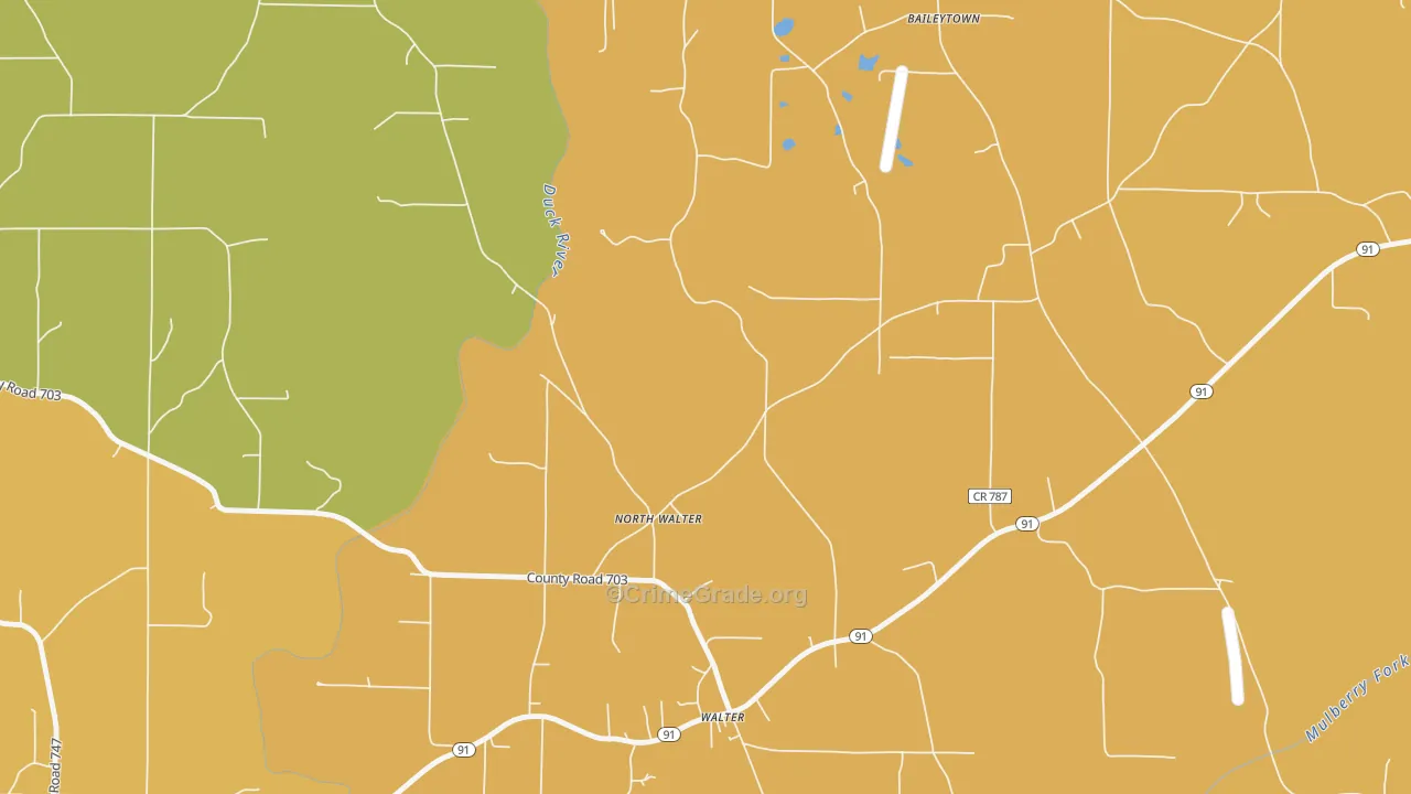 North Walter, AL Map of Burglary Rates