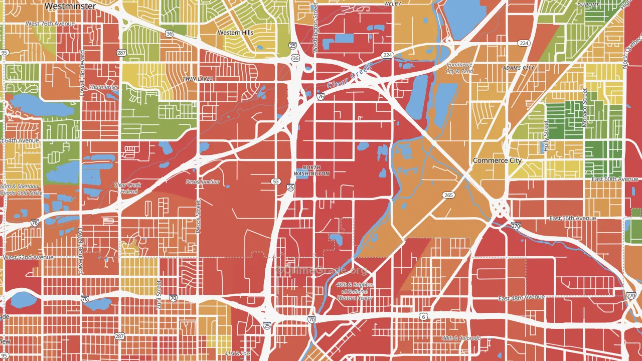 North Washington, CO Map of Burglary Rates